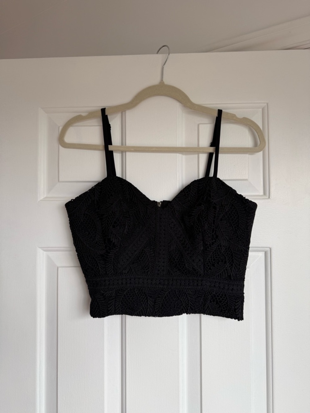 RW&CO. Black Lace Cropped Tank with Adjustable Straps